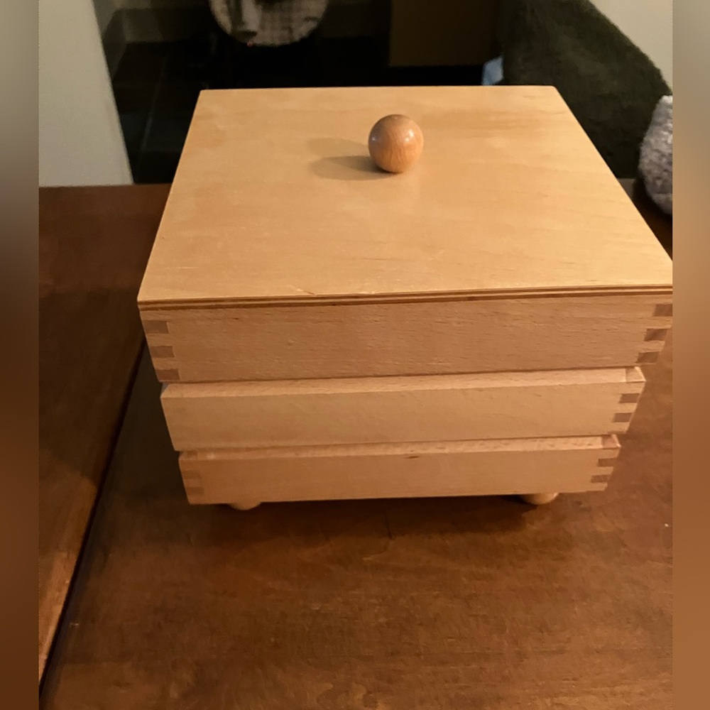 Vintage wooden three tier jewelry box